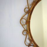 Rare oval bamboo mirror circa 1960