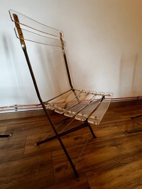 Set of 4 plexiglass folding chairs by Yonel Lebovici and Bernard Berthet 1970