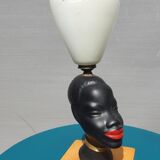 Ceramic lamp bust african woman vintage 1950