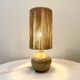 Signed ball lamp in vintage beige stoneware 1970 raffia rope lampshade 70s bohemian chic