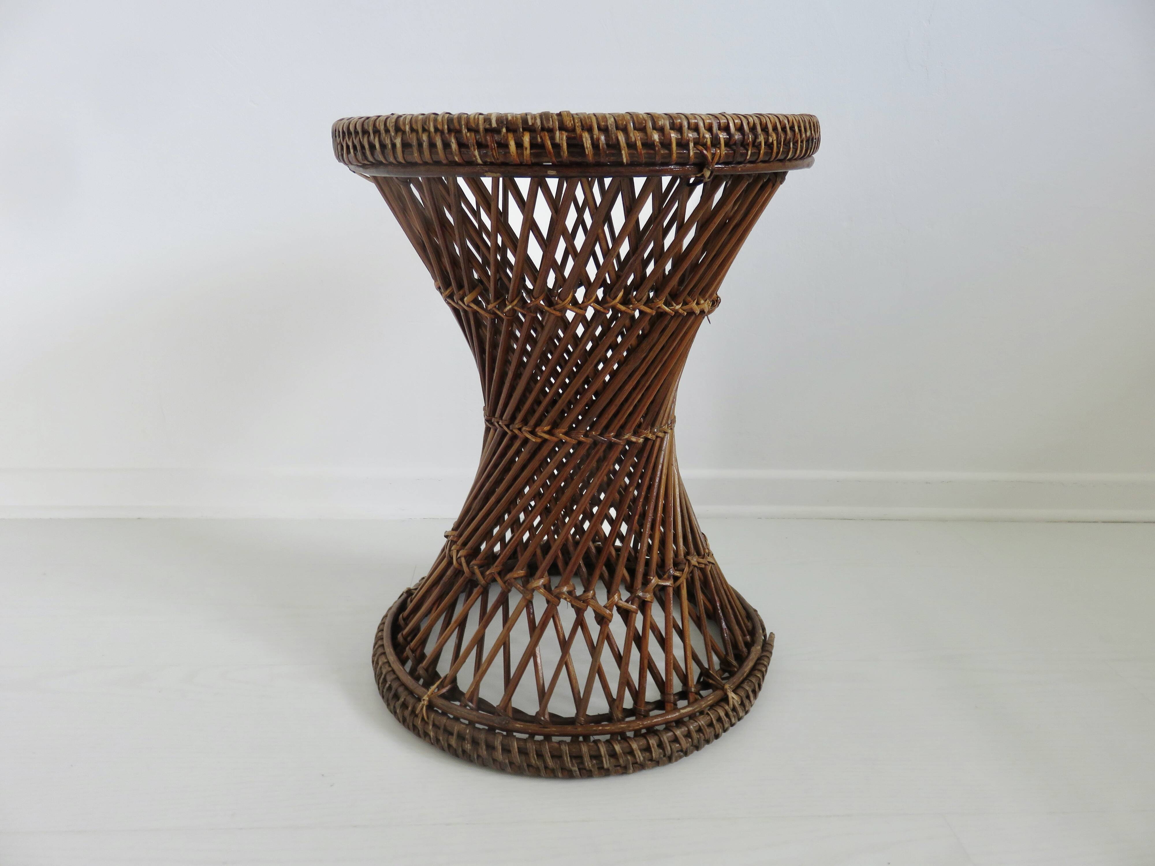 Tam Tam stool in rattan and canework 60s 70s