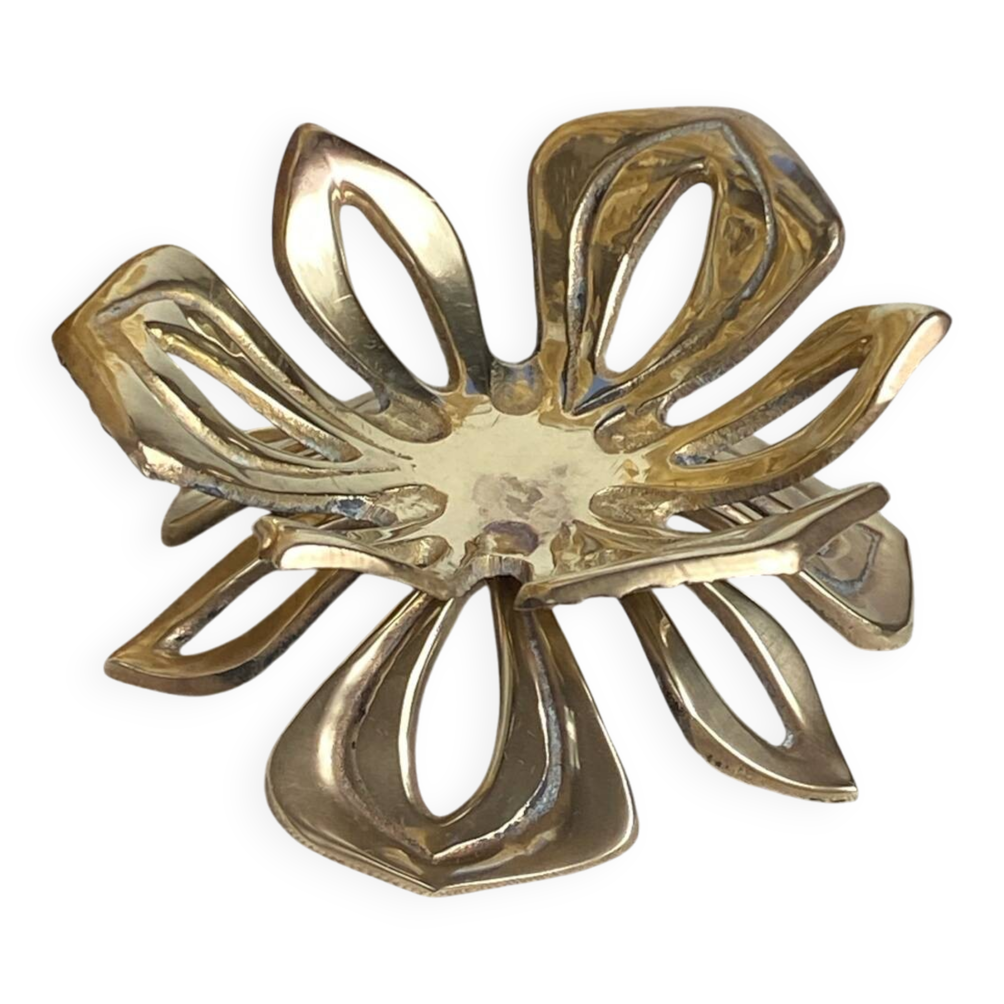 Solid brass water lily candle holder