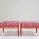 Paire de tabourets en bois crabes rouge