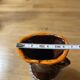 Small Vallauris ceramic vase orange brown and white 70s