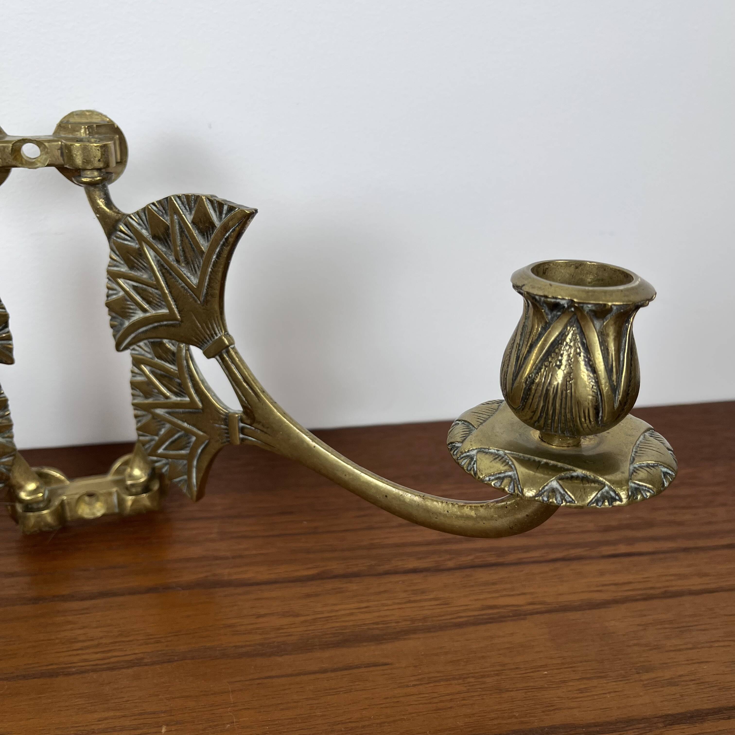 Antique brass wall candle holder – Art Deco double arm wall light