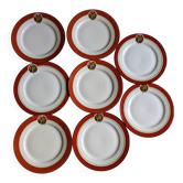 Assiettes à dessert Art Deco Henri Delcourt /Boulogne sur Mer/perruche