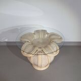 Table d'appoint en roseau fendu / roseau crayon / rotin / cloche en bambou.