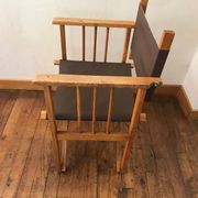 pair of Safari armchairs in wood and leather