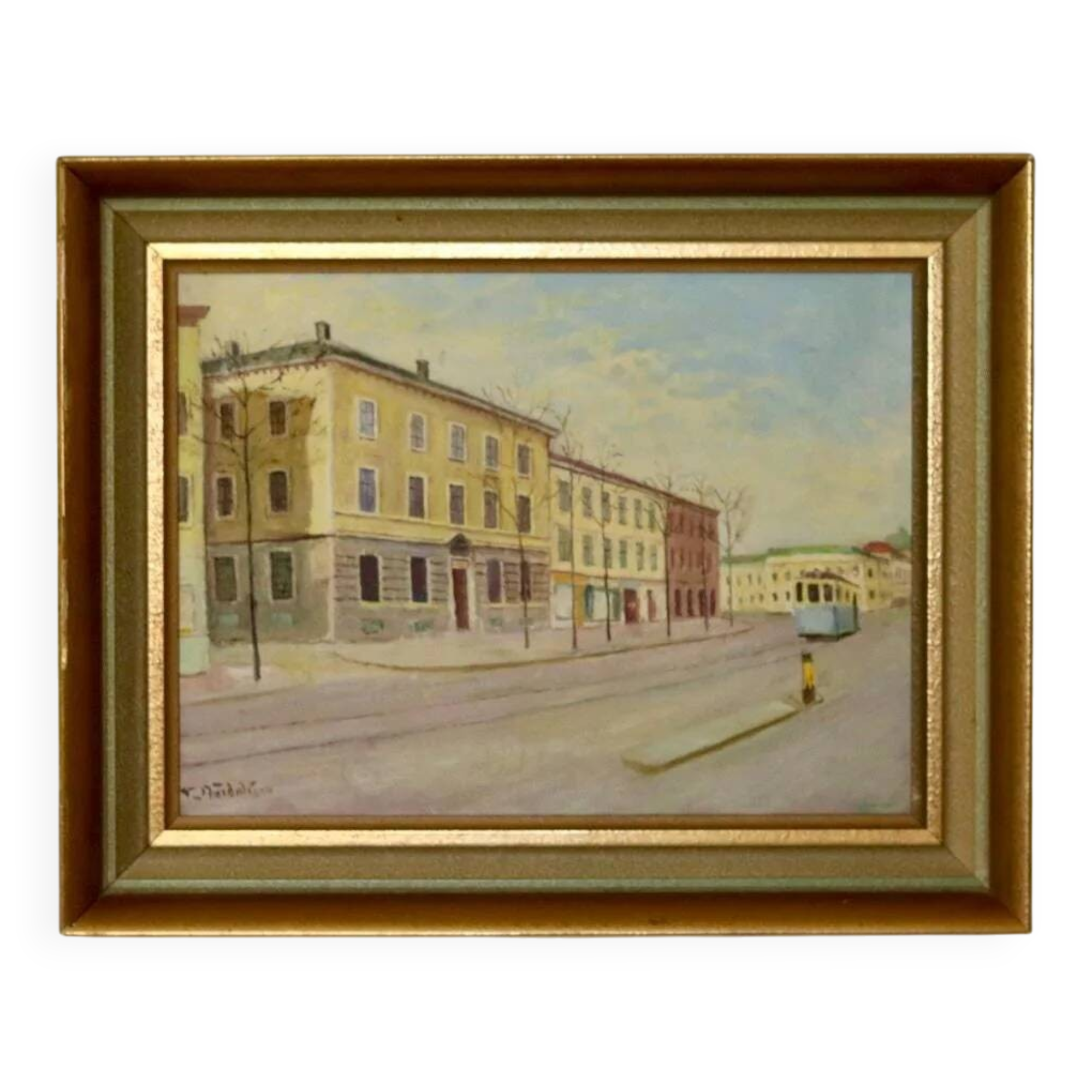 Peinture à l'huile sur toile suédoise du milieu du siècle « Göteborg »