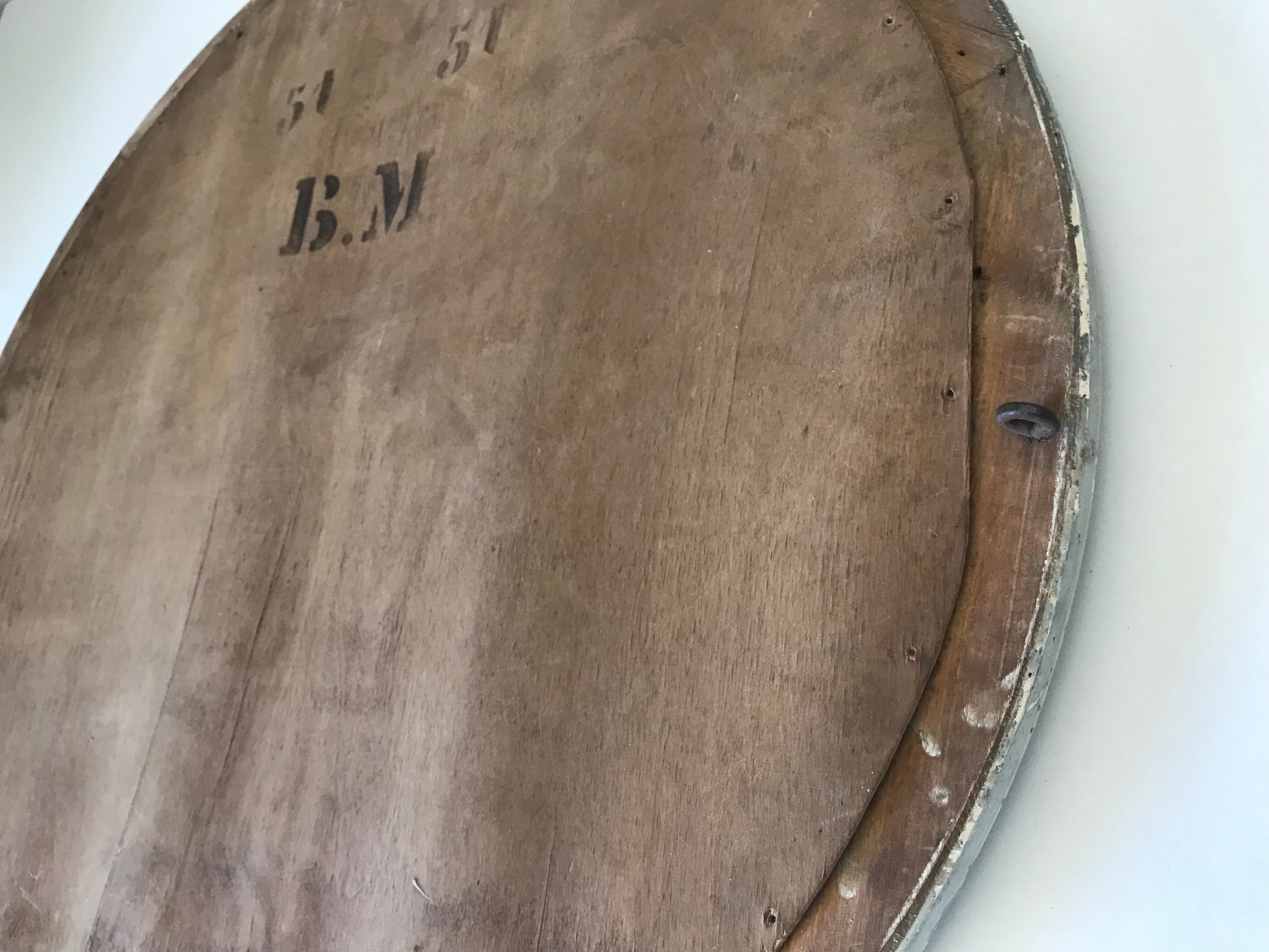 Vintage wood round mirror 1950
