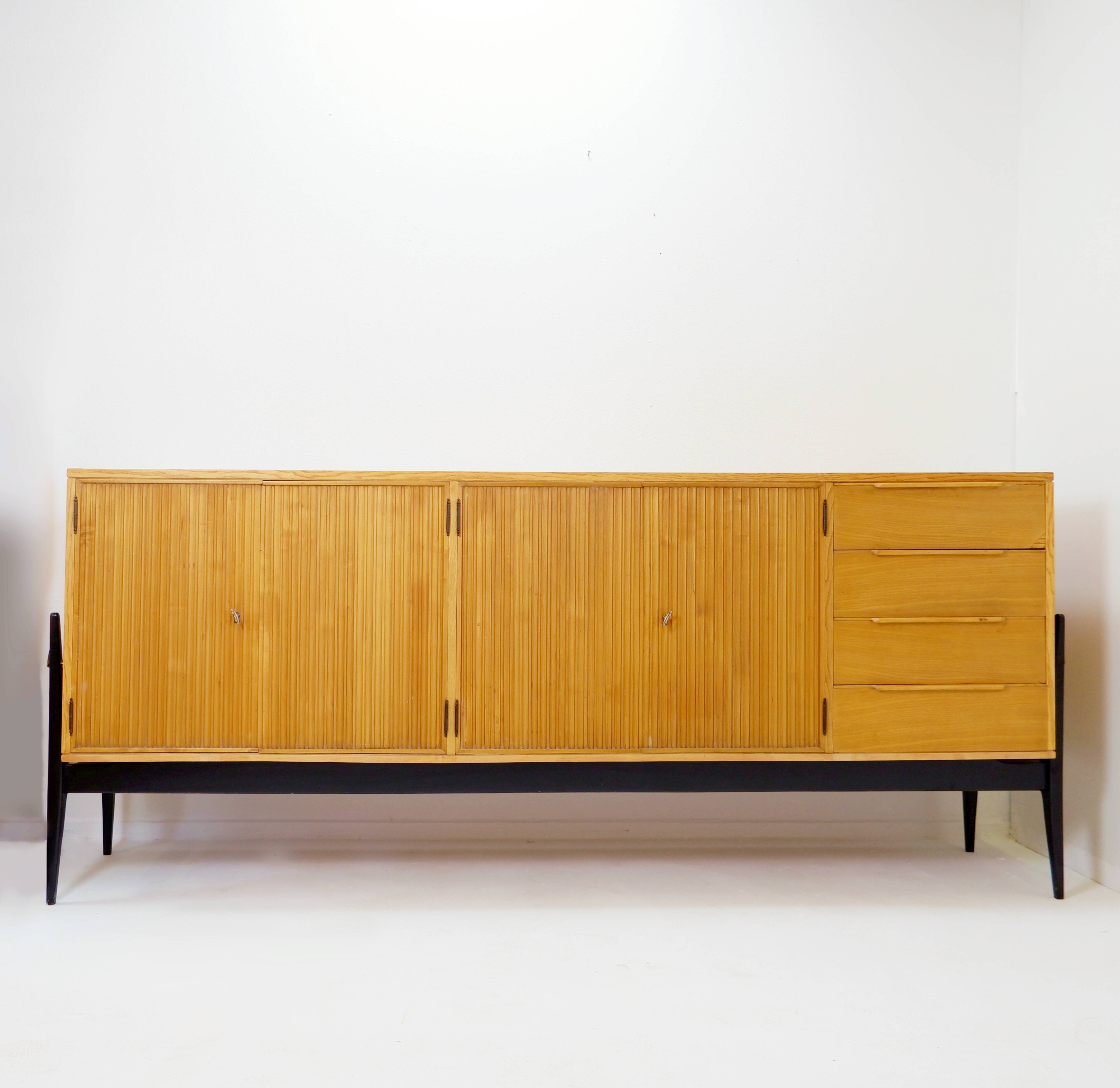 De Coene four-door, four-drawer sideboard (c.1956) - Alfred Hendrickx style Belgium 1950s