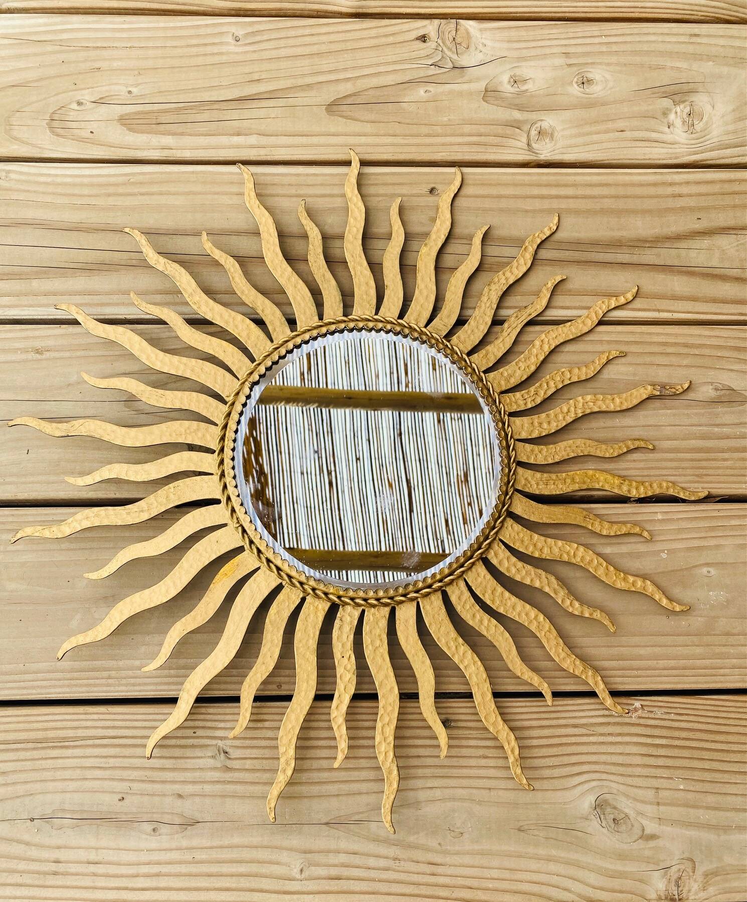 Golden sun mirror 50cm from the 70s.