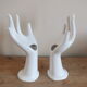 Duo of hands - rings or spike flowers in white ceramic