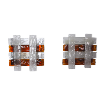 Pair of poliarte sconces by Albano Poli, 1970, Murano Italy
