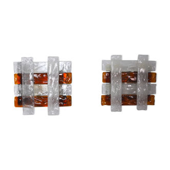 Pair of poliarte sconces by Albano Poli, 1970, Murano Italy