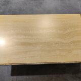 Vintage travertine and brass coffee table by Fedam, 1970s