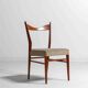 Set of slender mid-century dining chairs with finely curved backs, 1960s