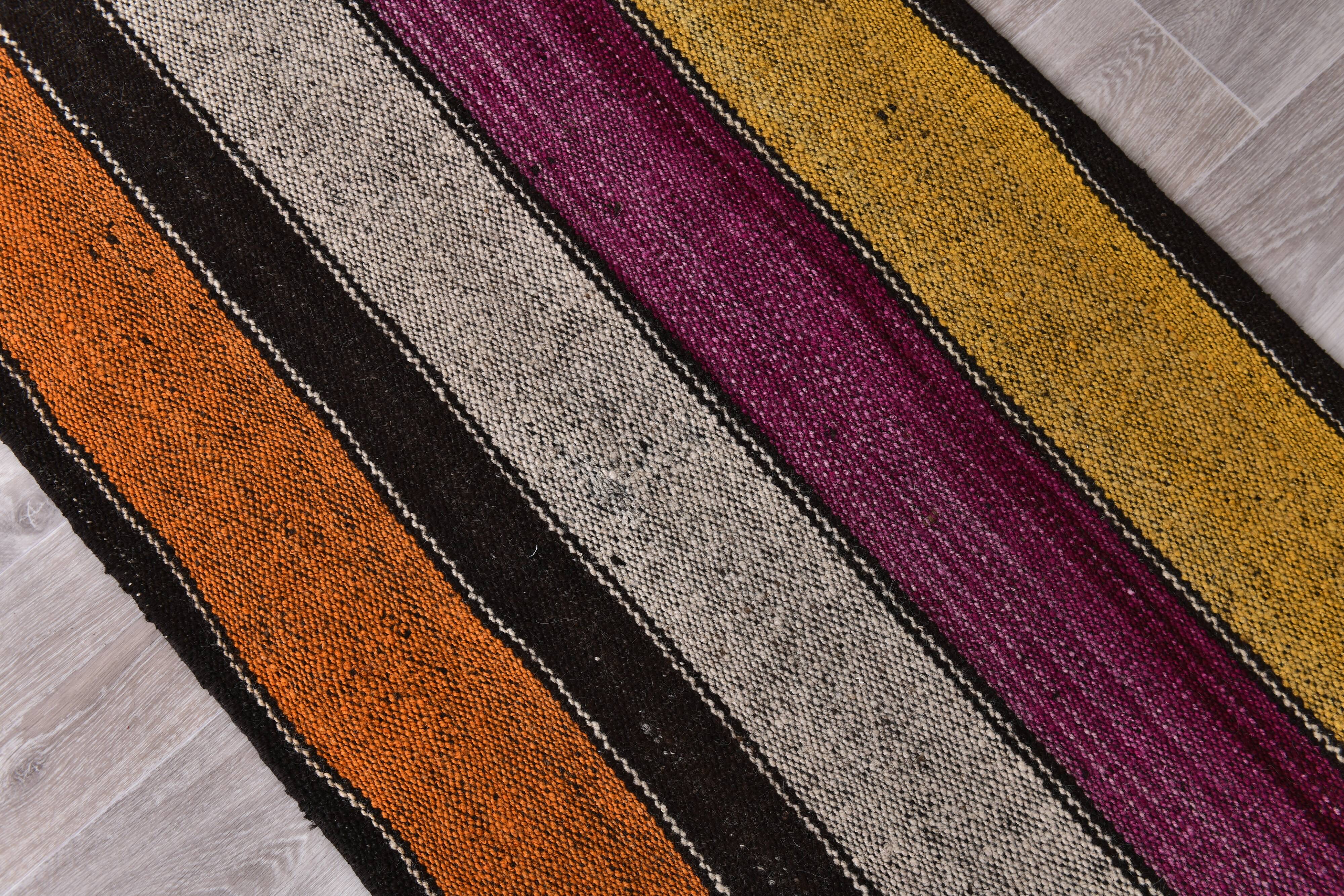 2x8 Purple Orange Kilim Runner Rug 71x24Cm