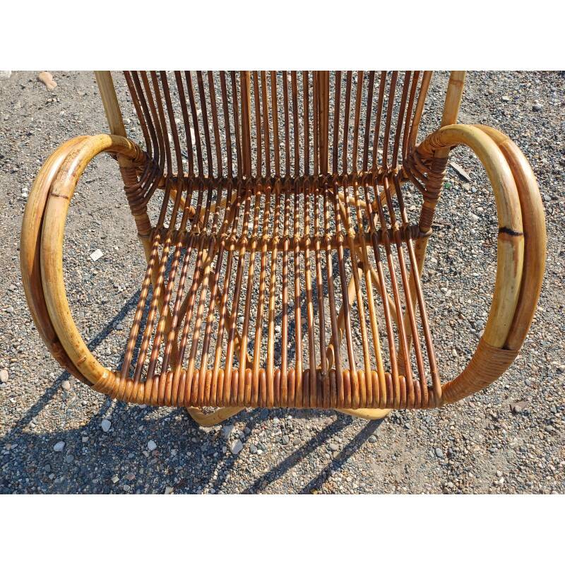 Vintage rattan and wicker armchair