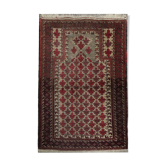 Red cream wool persian balouch rug 98x120cm