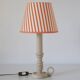 Lampe bougeoir, Pied bois tourné Ancien & Abat-jour Rayé