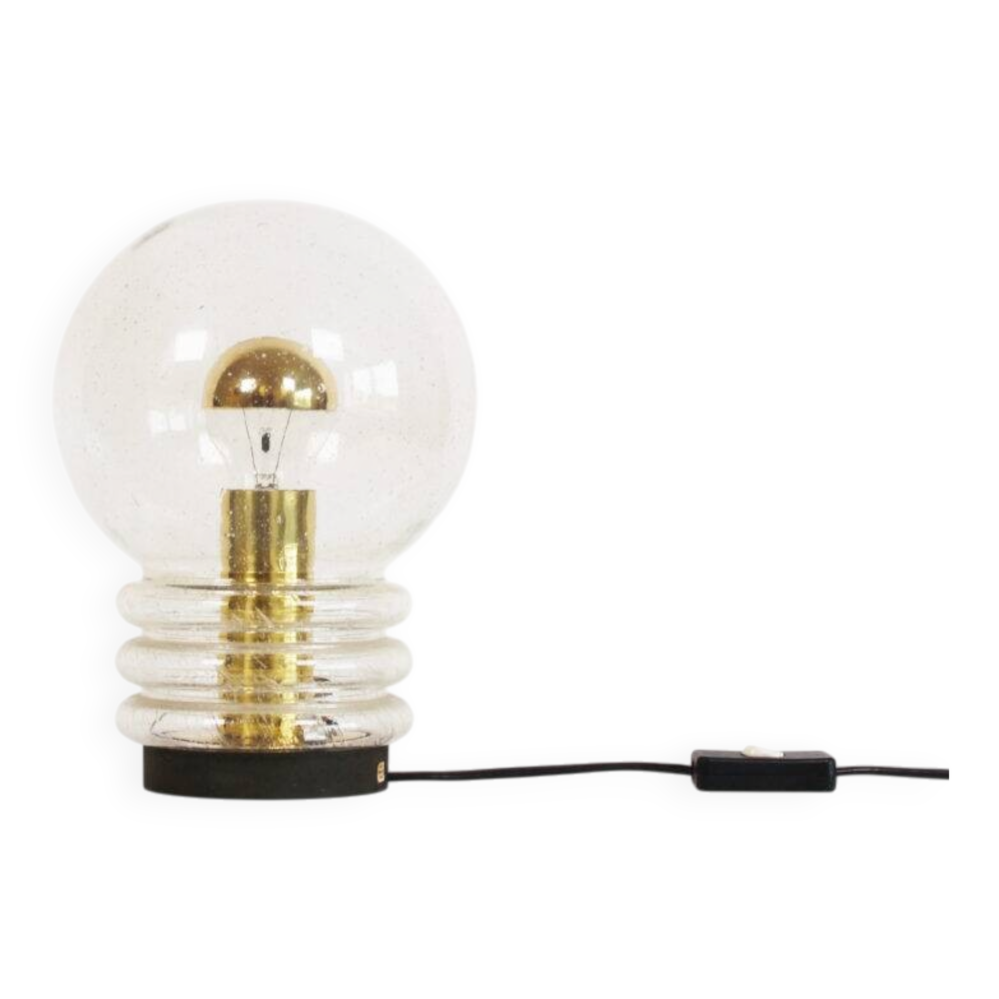 Wonderful 1970s bubble glass and brass table lamp by Glashutte Limburg