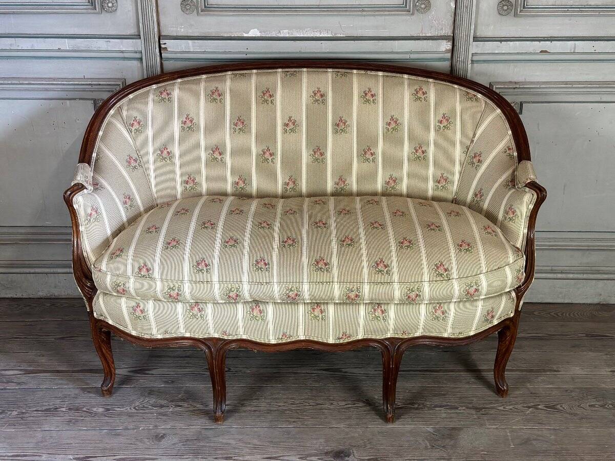 Louis XV style carved wooden basket bench, circa 1880