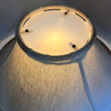 Floor lamp in wood, bamboo and linen