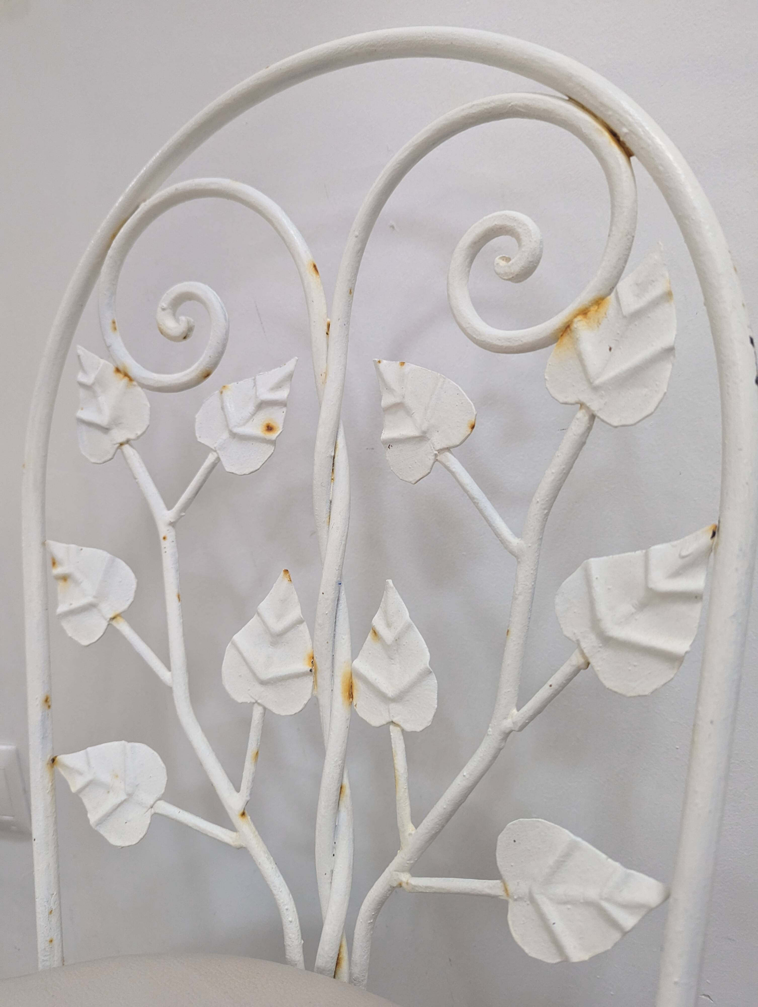 Sculptural Wrought Iron Garden Chairs with Tree Design 1950s Set of 5