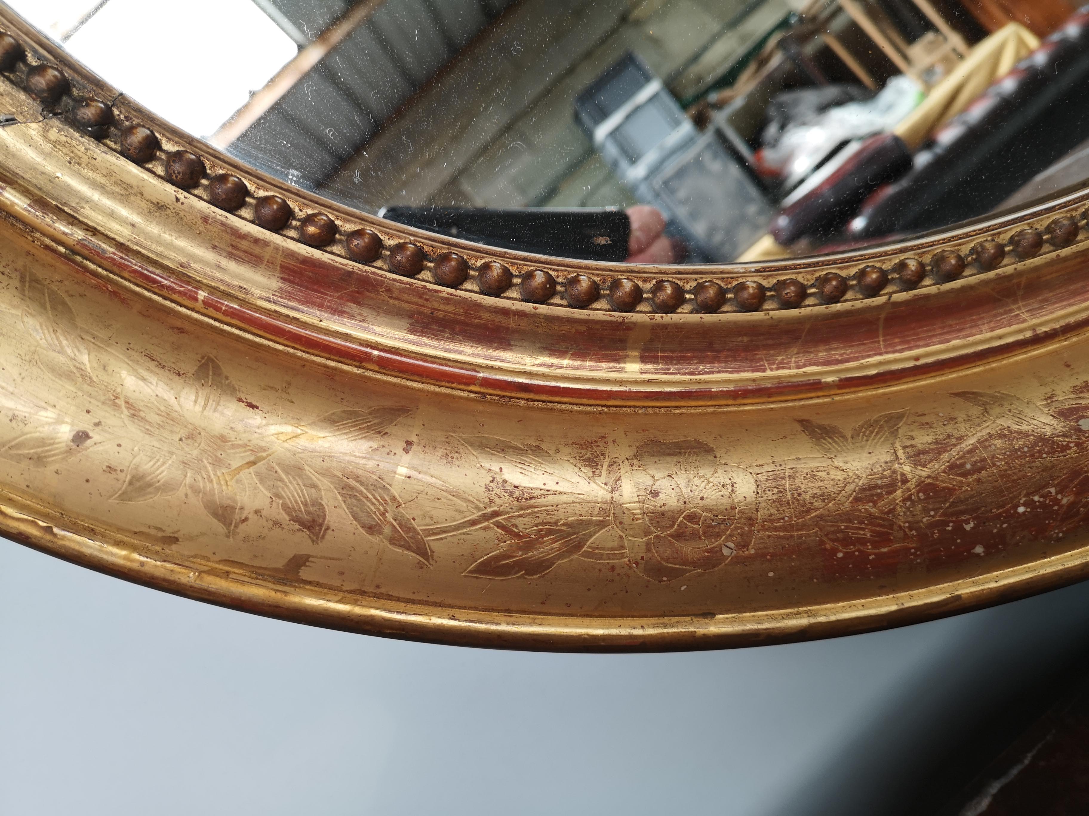 Oval mirror gilded wood - 84x100cm
