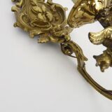 Vintage pair of 1950s gilt brass wall sconces