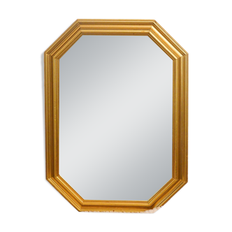 Art Deco style golden octagonal wall mirror