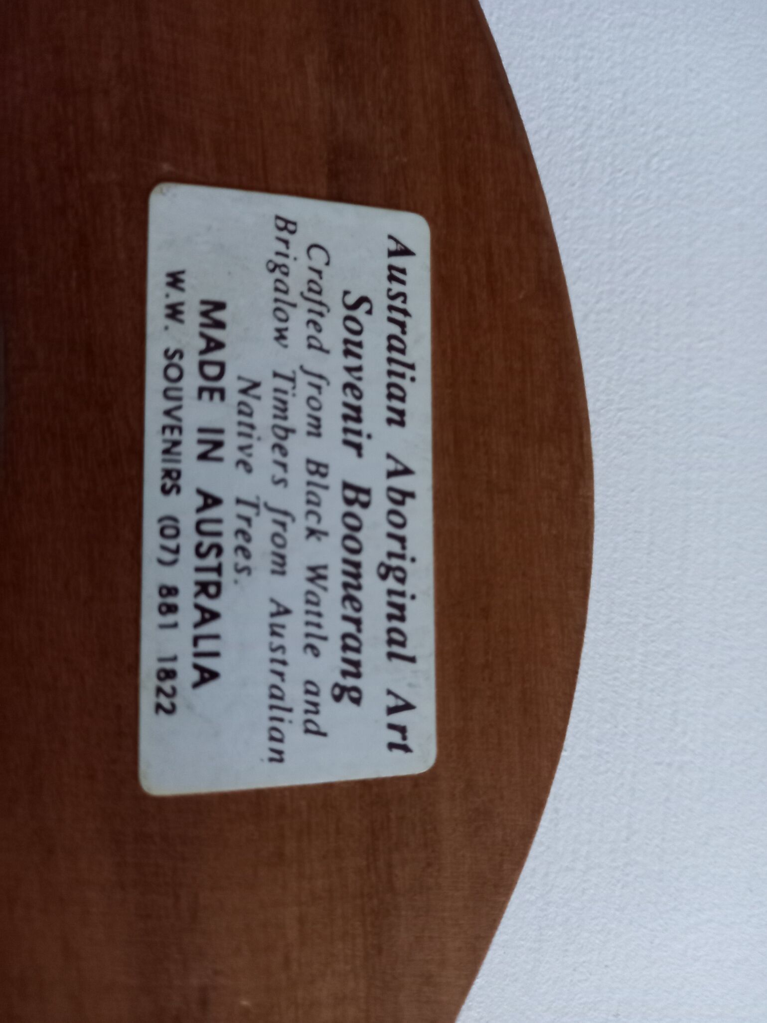 Handcrafted Boomerang (Gerko Pattern) 16'' in Acacia Wood - Australia