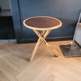 Vintage side table, end table with faux leather top