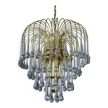 Four-tier cascade teardrop chandelier by Venini, Murano glass, Italy 1970s