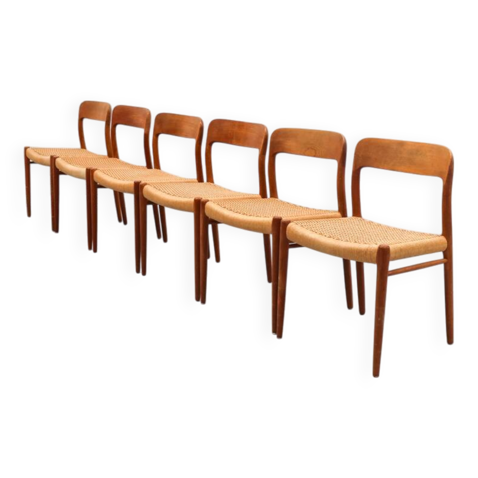 Niels Möller Model 75 Paper Cord Dining Chairs
