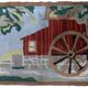 Old American Carpet Hooked handmade 58cm x 90cm 1930s