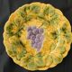 6 dessert plates in Sarreguemines barbotine. Fruit decoration.