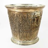Champagne bucket in brass regrowth silver with lion handles, 1900s