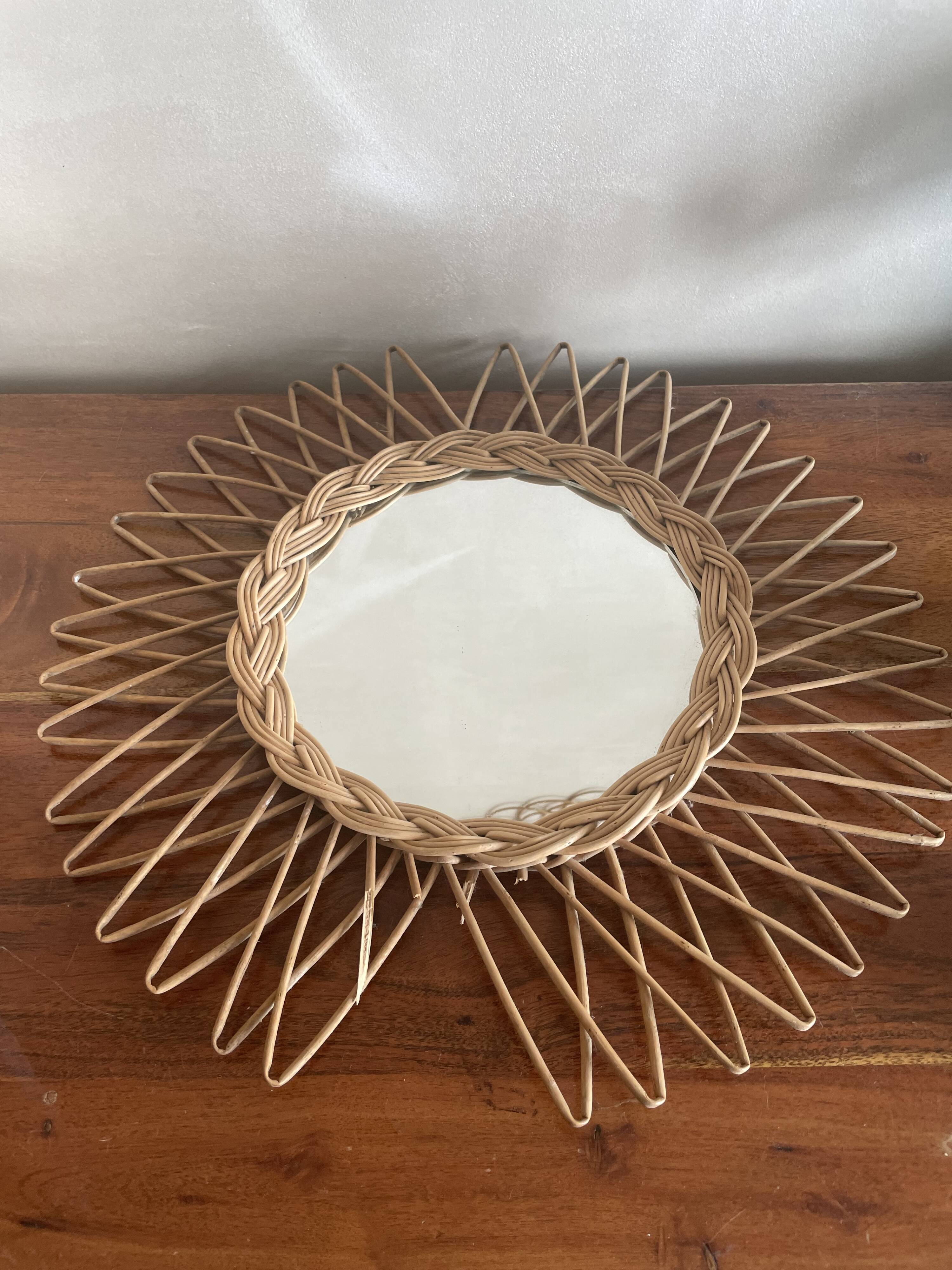 Rattan sun mirror
