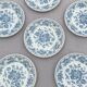 Series of 6 flat plates in English porcelain