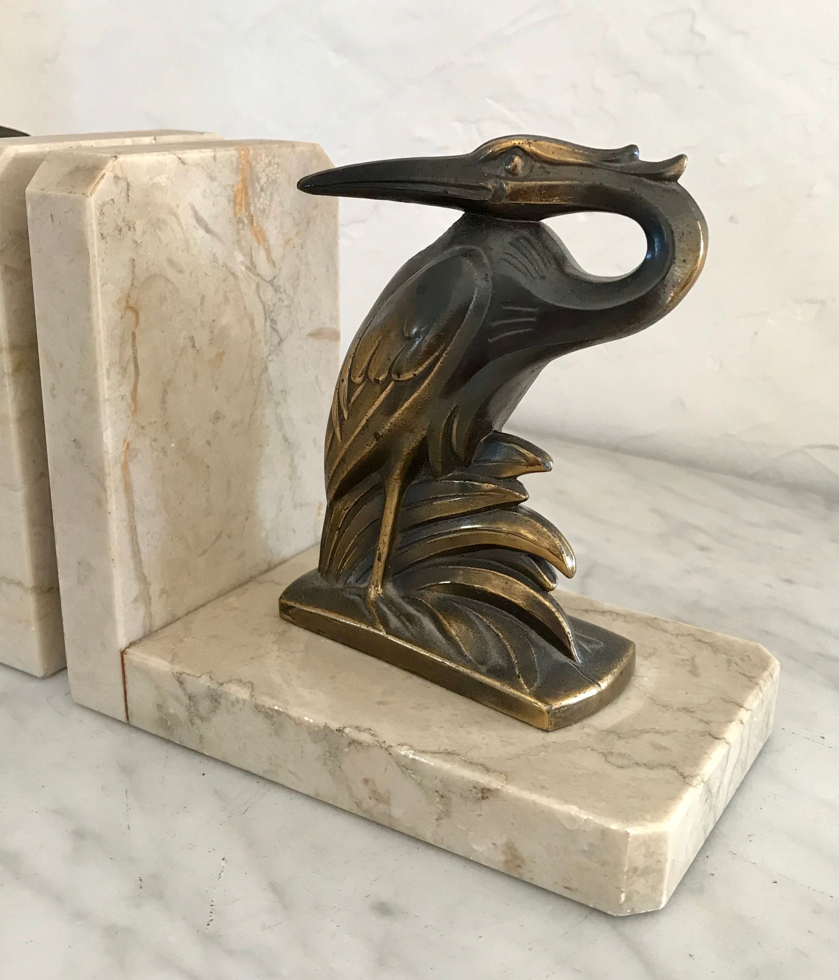 Art deco heron bookends
