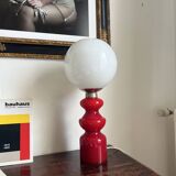 1970s Red and White Glass Space Age Lamp
