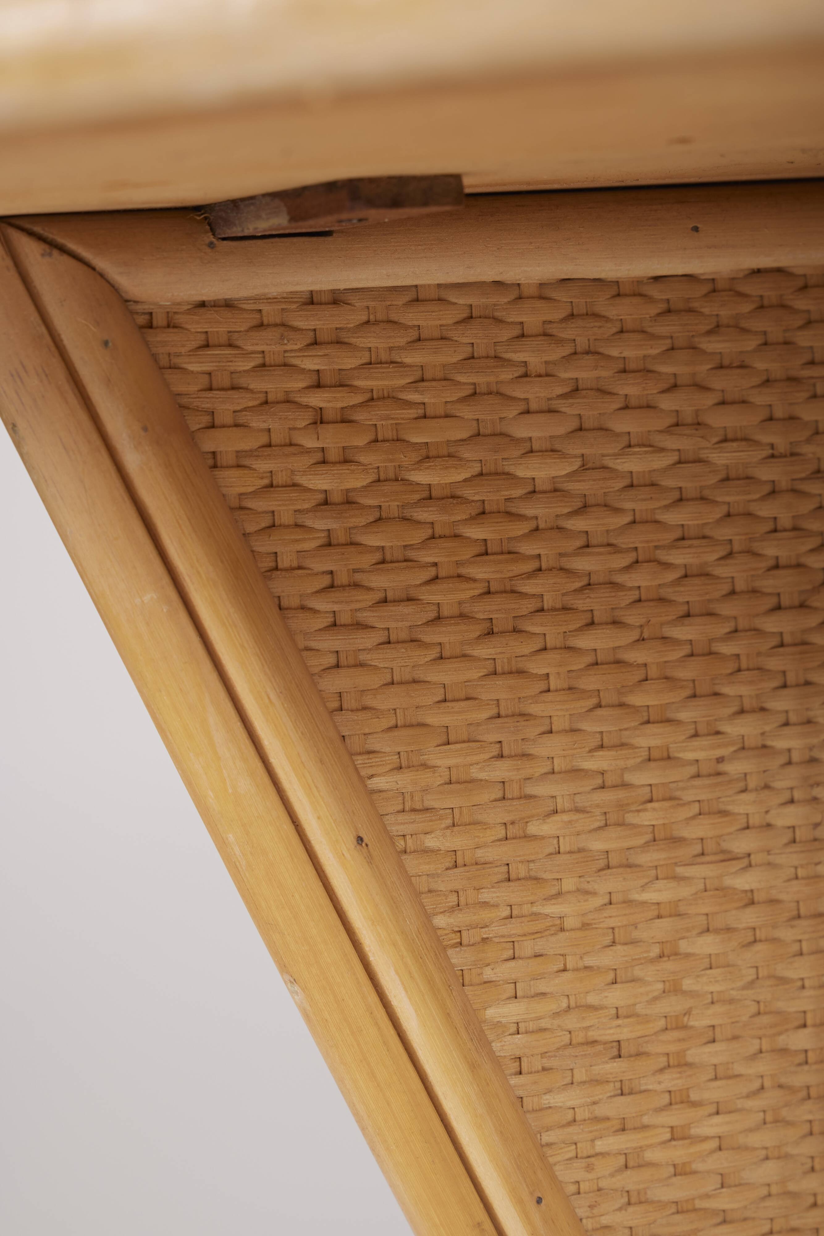 Rattan and wood dining table
