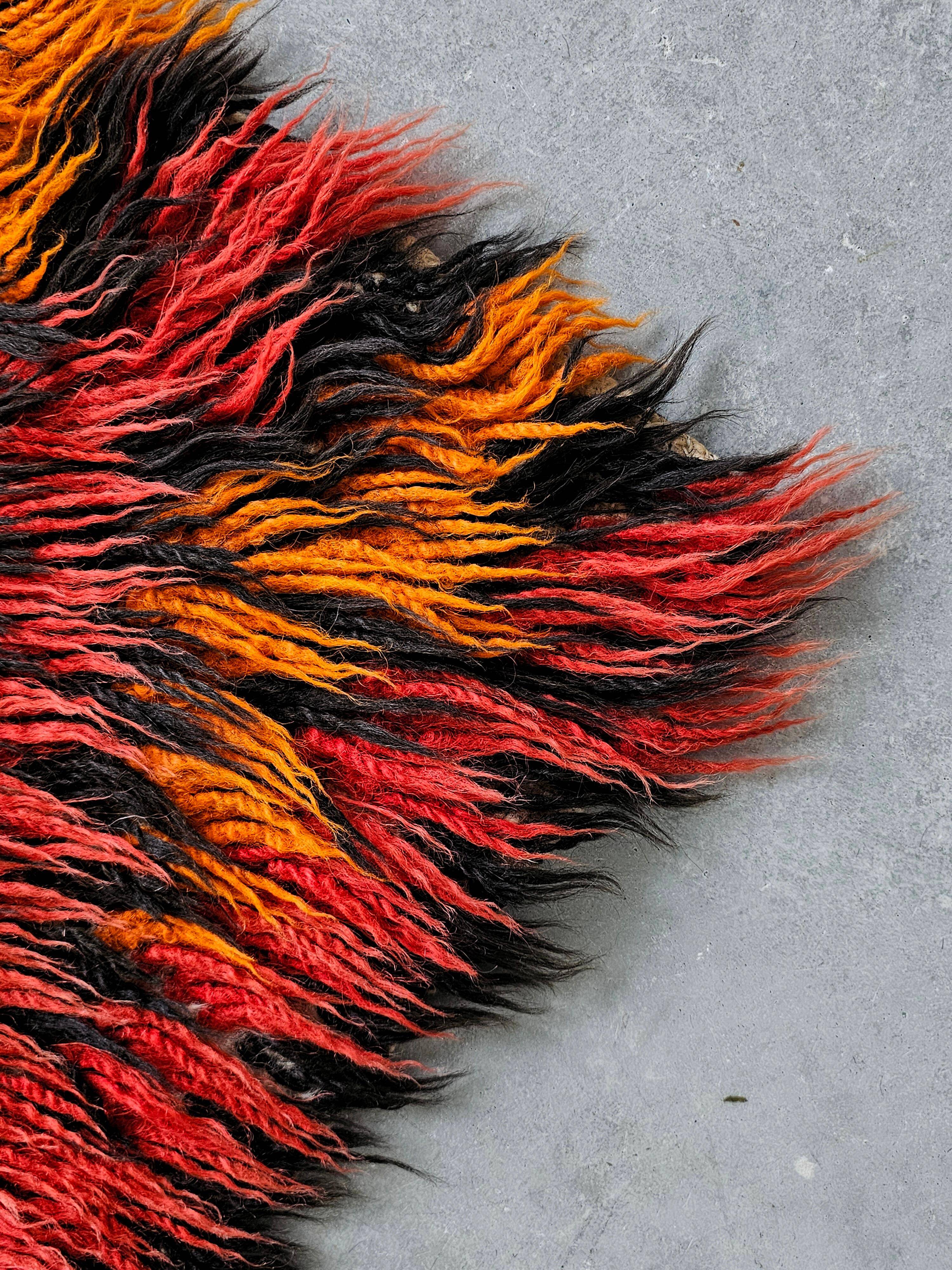 Tapis vintage géométrique Tulu en laine années 1960