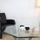 Table basse verre et chrome de roger spunger pour dunbar 1960 us