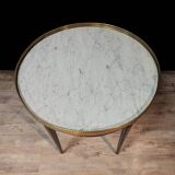 Mahogany bouillotte table, marble top
