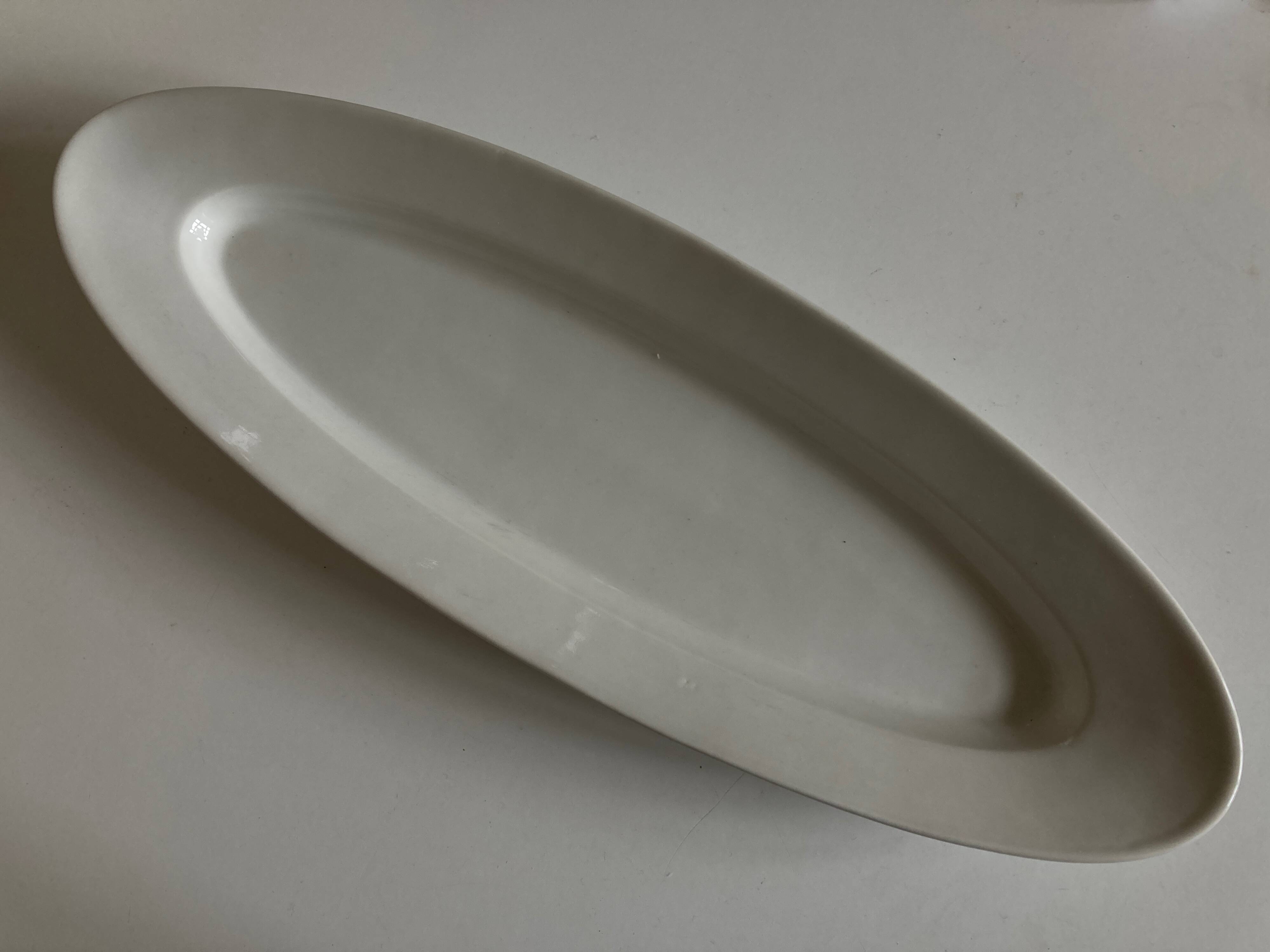 19th century white porcelain shuttle centerpiece dish