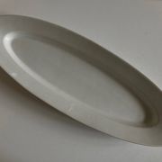 19th century white porcelain shuttle centerpiece dish