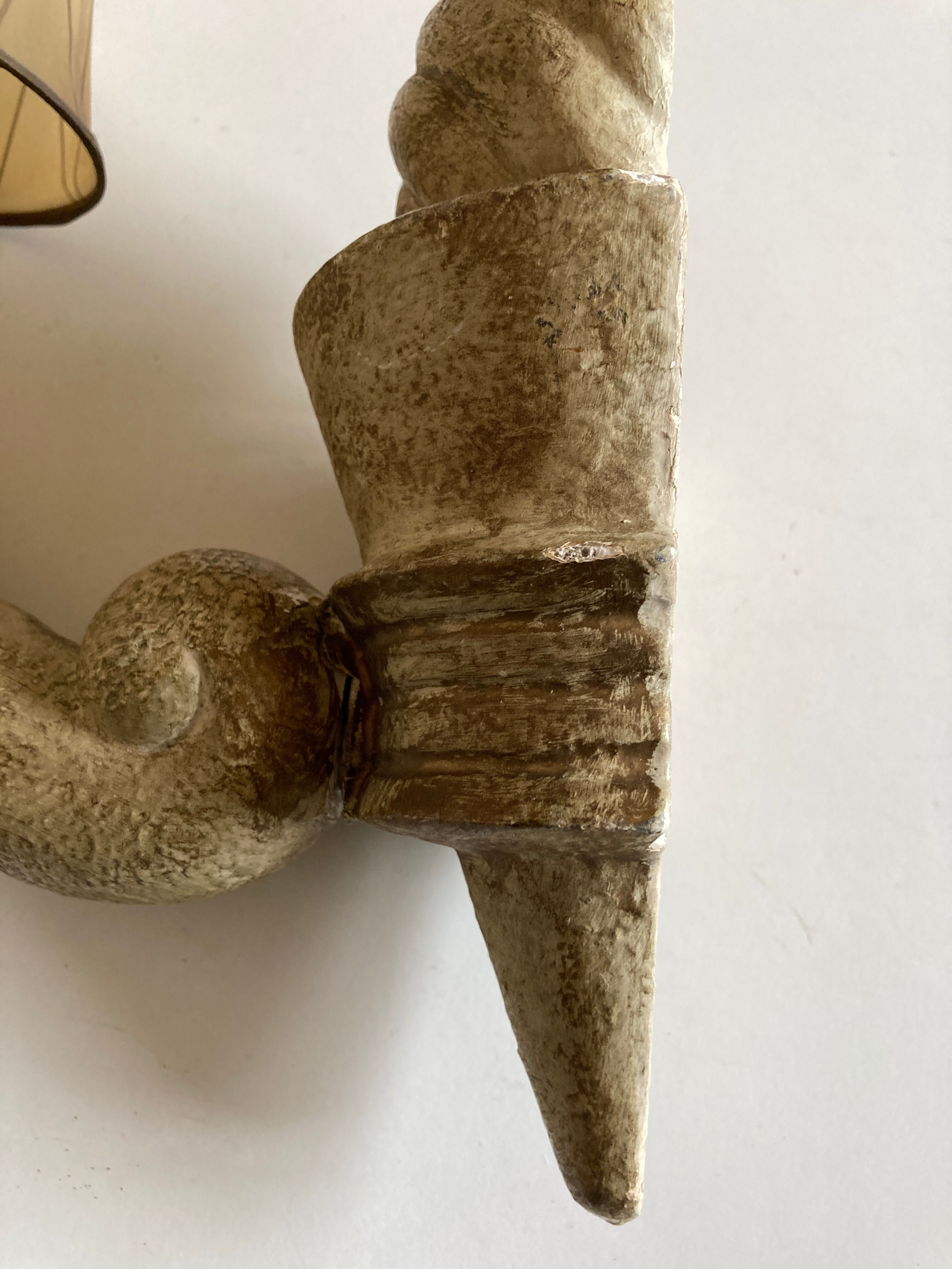 Pair of Arlus torchlight wall light in art deco plaster 1950
